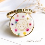 ワイヤーお花おさげの女の子スマホリング　スマホケース（別途料金）