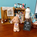 パリのちいさな手芸屋さん＊アンティーク＊ミルクティー色うさぎ＊ミニチュア