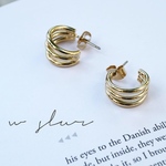 w slur＊ゴールド ミニ 三連フープ ピアス/イヤリング