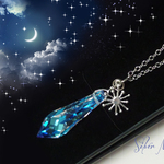 ステンレスチェーン☆Shining Star ☆*。オーロラクリスタライズ　スワロフスキーロングドロップネックレス