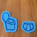 トイレ7×5ｃｍ　パンツ4.5×４ｃｍ　目印ワッペン　トイレセット2点　マーク　お名前入れます　ダイカット　お着替え　替えパンツ　