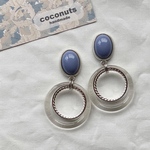 ＊ブルーカボション×クリアフープピアス