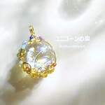 レインボークォーツ・スフィアペンダント（ワイヤージュエリー☆ワイヤーアクセサリー☆ワイヤーラッピング天然石ネックレス）