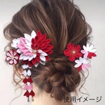 【受注作製】つまみ細工髪飾り　半くす《渦》　赤×ピンク×白