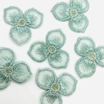 4pcs・刺繍レースフラワーチャーム（ライムグリーン）c-333