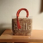 かごバッグなの クリアバッグなの  (テラコッタ×オフ白)