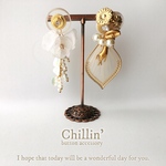 2way ❁︎ allongé  white×chiffon ❁︎  ボタンピアス/イヤリング