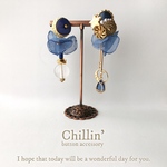 2way ❁︎ allongé  midnight blue ❁︎  ボタンピアス/イヤリング