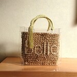 かごバッグなの クリアバッグなの  (ピスタチオ×ラメオフ白)