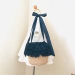 チュールフリル付き  3way  かごバッグ(生成り)
