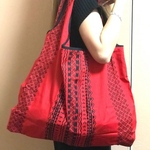 【限定商品】ハワイ柄エコバッグ/レッド/ハワイアン/折りたたみ/カヒコ/コンパクト/ポケット【即納】