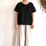 リネン  シンプルTシャツ ブラック