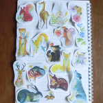 水彩イラストのフレークシール　森の動物