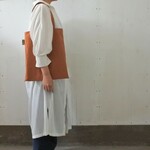 国産ハーフリネン　手刺繍入りタグ付き　エコバッグ　サブバッグ　テラコッタ色　