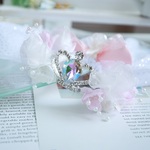 ティアラ付きプリンセス花冠　うさぎ花冠　ウェディング 　Ｓサイズ　 ペット用