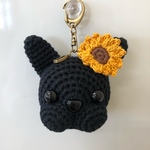 フレンチブルドッグキーホルダーブリンドルひまわり