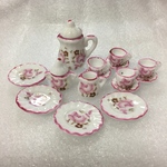 【ラスト1点】 15個セット 陶器製　コーヒーポット ソーサー ミルクボトル シュガーボトル 珈琲 ドリンク 飲み物 ドール用品　ミニチュア　パーツ