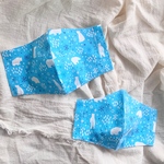 new!! 夏用 接触冷感  数量限定 【ひんやり白くま親子セット】　ブルー　立体マスク インナーマスク マスクカバー 子供用　大人用　こども　布マスク ゴム付き