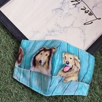 夏向け　USAコットン×ガーゼ  立体マスク　キッズ　大人用　犬　ワンちゃん