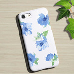 ◆iPhone◆Android◆シンプル花柄のスマホケース（ブルー）◆アンドロイド/アイフォン
