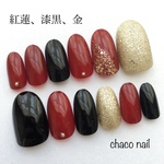 【送料無料】ネイルチップ/付け爪/シンプル/赤/黒/金/上品/綺麗/大人可愛い/お出かけ/お呼ばれ/結婚式/ブライダル/ウェディング/ドレス/和風/和装/着物/成人式/前撮り
