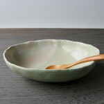 【SALE 】星☆の楕円大鉢（浅緑)　1点もの