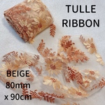 【チュール】チュール刺繍リボン【BEIGE】【A1055】