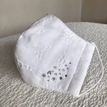コットンリネンレース刺繍ラインストーン付き立体マスク