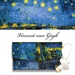 料無料】ゴッホ　「ローヌ川の星月夜」　ショルダーストラップ付き 手帳型三つ折りスマホケース 