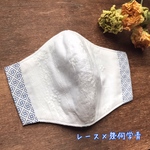 ポケット付きレースマスク×幾何学青