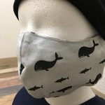 ●3　リバーシブル　立体布マスクカバー　夏　クジラ・イルカ・グレー模様　男女兼用　販売分で終了ですm(__)m　レディース・メンズ♪　涼しい　涼感　市販不織布マスクカバー