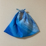 昼の海 uisceのあづま袋 M 40cm かごバッグに コットンあずま袋 （昼のうみ/しましま） 
