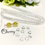 ◆送料無料◆ ボタンカット水晶 6mm 1連 約130個