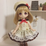 オビツ11用 帽子付きワンピース(プリン)
