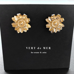 【4個 19mm】 ゴールド サンフラワー 裏カン付き ピアス  金具