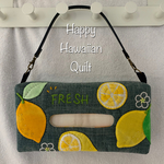 吊り下げＢＯＸティッシュカバー☆薄型タイプ🍋爽やかレモン🍋ハワイアンキルト🍋⑭