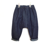 おしりゆったり ブルー デニム サルエルパンツ 100cm
