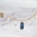 ✶特集掲載✶quartz×shell bracelet：アバロンシェル×クオーツ×スモーキークオーツ　チェーンブレスレット