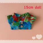 アロハシャツ 15cmぬいぐるみ用 ハイビスカス柄　花ブルー×赤ベース　kpopdoll