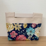 バッグインバッグ　☆白と青の花柄