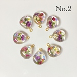 No.2幾何学しずく型ハンドメイドパーツ(8個入) 押し花/カン付き/カボション