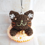 ぷかぷかうきわ猫ストラップ【こげ茶猫・イエローマーブル＆オレンジ】