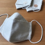 綿麻+さらし　舟形マスク（大きめ）　ベージュ