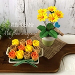 粘土の花💛2点セット＊yellow&yellow可愛い小薔薇のトレー・小花♪セット【現品限り】