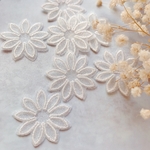  6枚 【ef8-1-s】ホワイト　 刺繍パーツ  フラワー  花　オーガンジー