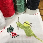 夏・すいか🍉とインコ  ハンカチNO.1