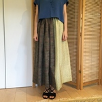 サラサラ軽い大島紬２種使用ティアードギャザースカート　パッチワーク　おうち生活