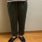 スッキリ♪リネンクロプドサルエルパンツ  グリーンカーキ