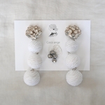 206.«3way»Bouquet♡BONBORI ピアス✴イヤリング　　結婚式ウェディング大振り大ぶり白巻紐ホワイトパールビジュー花束ブーケリーフ葉っぱボタニカルウエディングブライダル丸人気お洒落