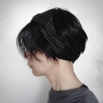 ターバンなヘアバンド　ストライプ+ブラック